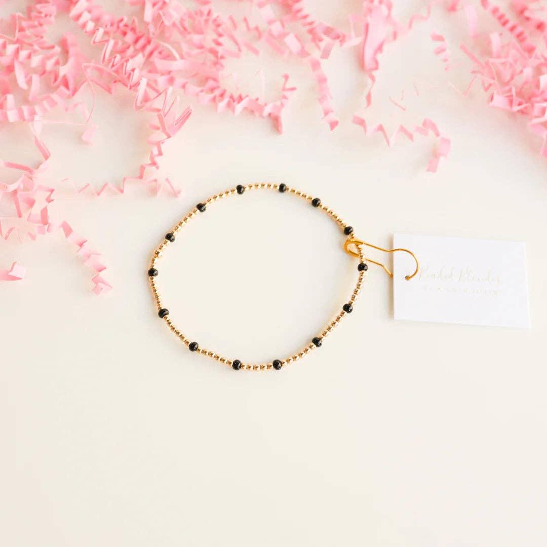 Black Dainty Poppi Bracelet: Standard 6.75 inch