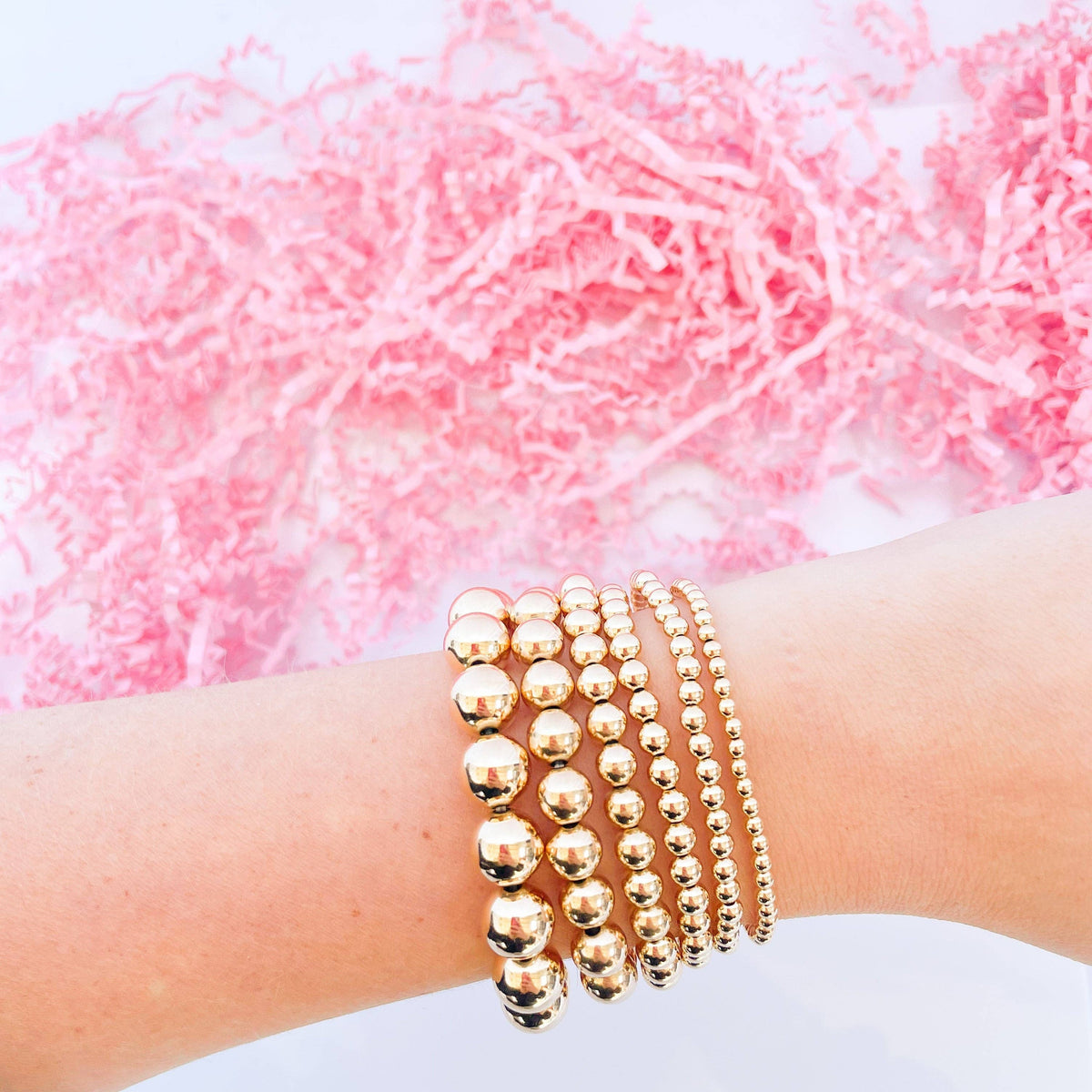5MM Gold Beaded Bracelet: Standard 6.75 inch