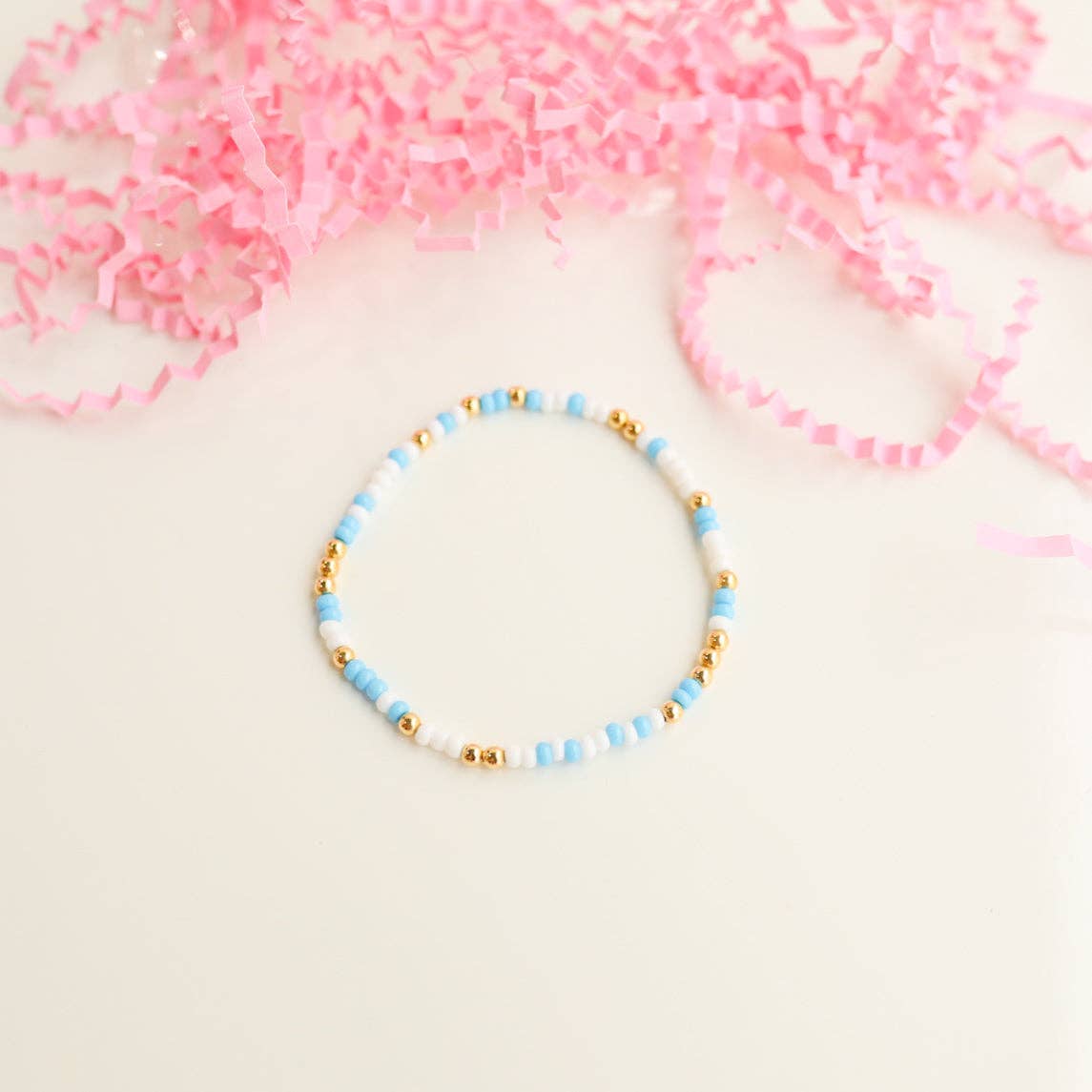 Baby Blue and White Sprinkle Bracelet: Petite 6.25 inch