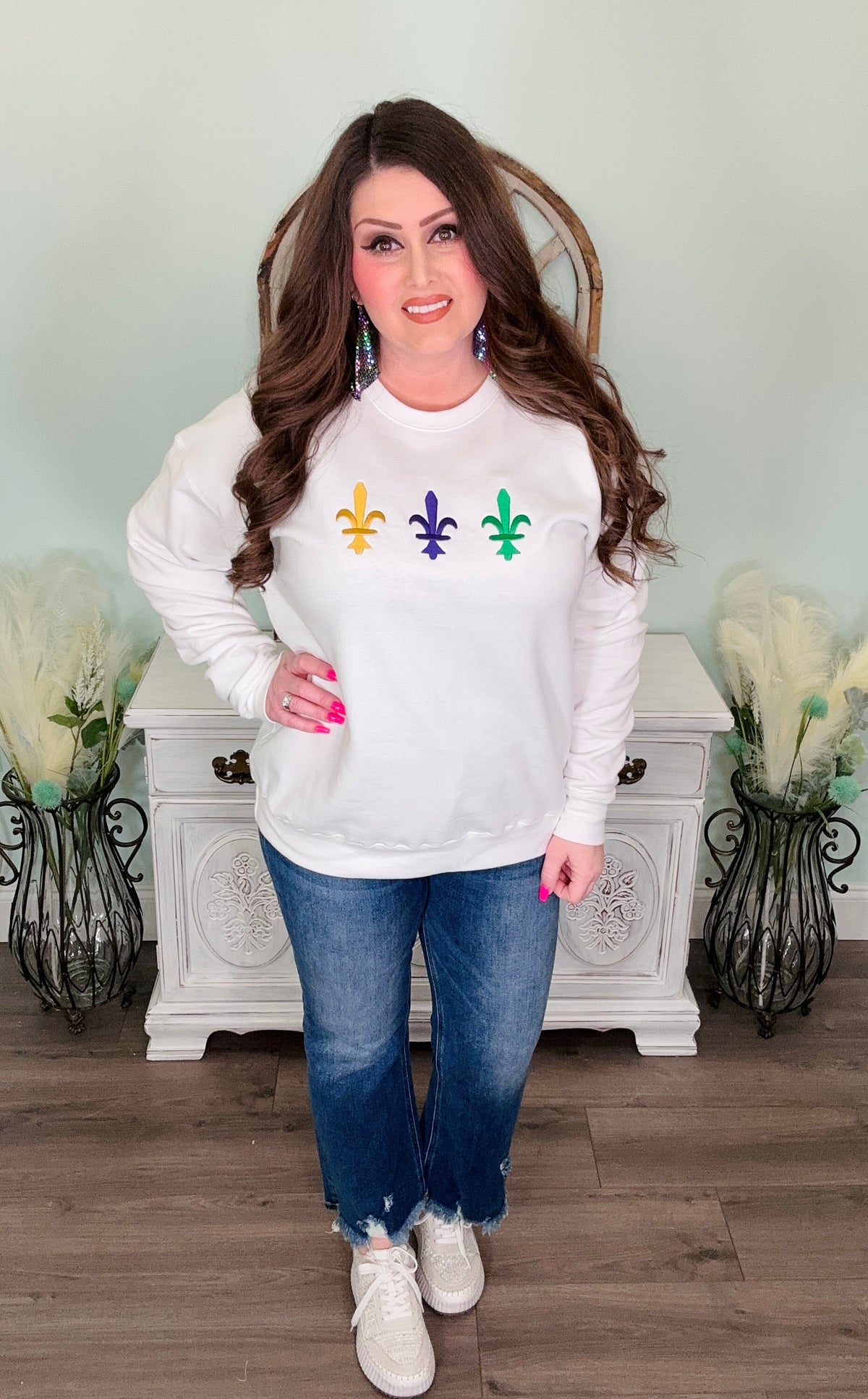 Pre-order Mardi Gras Fleur-de-Lis Sweatshirt / 48 hour turnaround