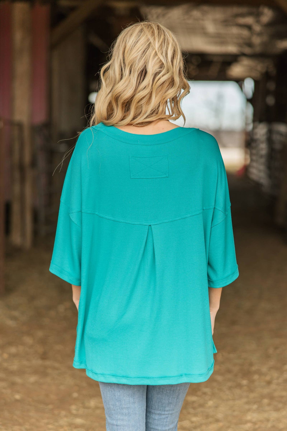 Reno Boyfriend Top in Turquoise