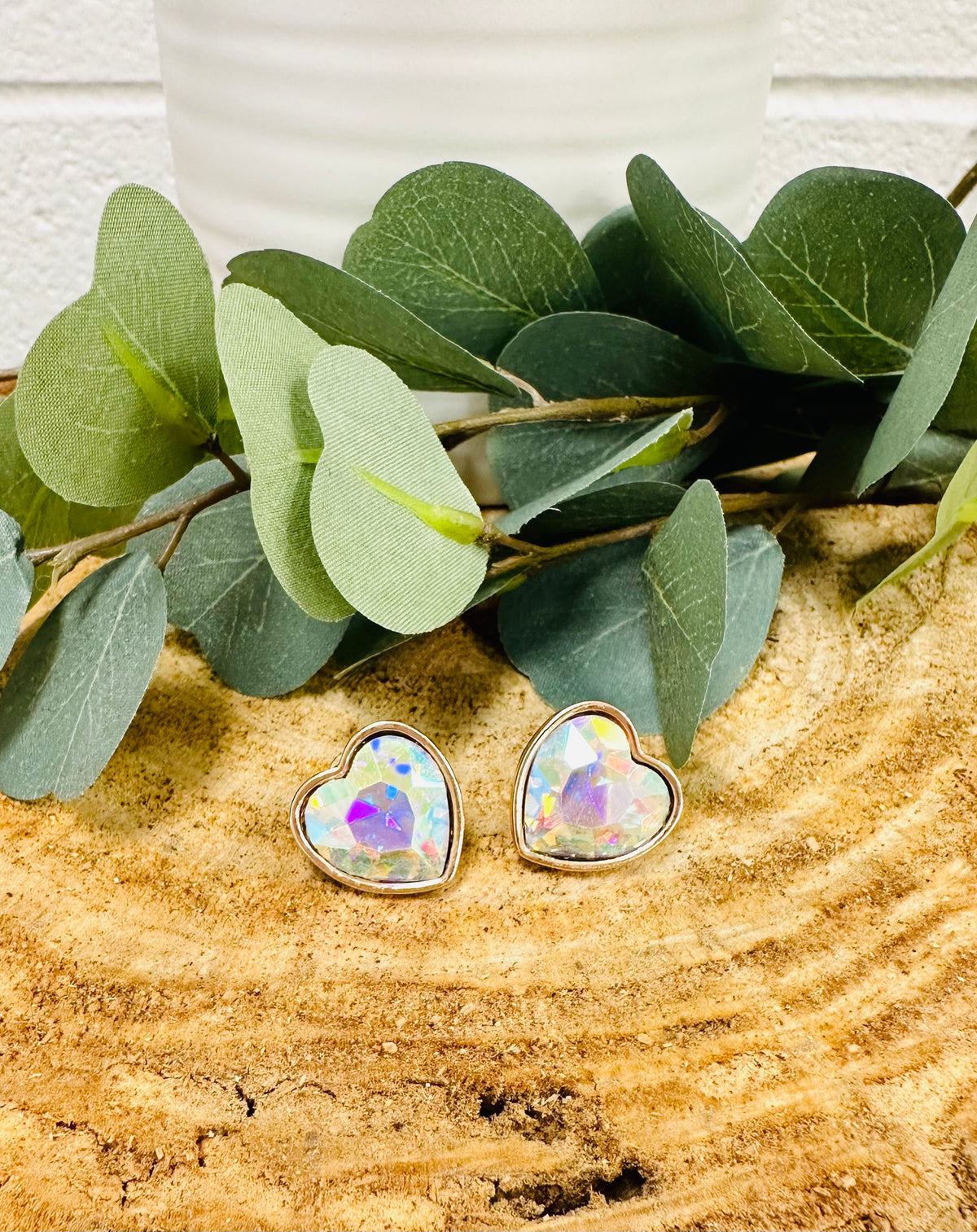 Heart Studs/Aurora Borealis