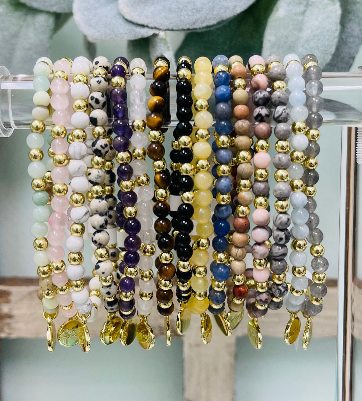Alex Carol 14k Semi-precious stone 4mm bracelet