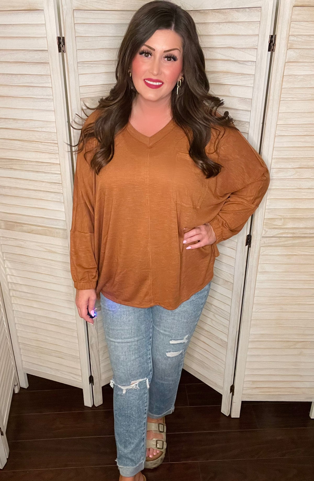 Arizona Draped Top in Caramel