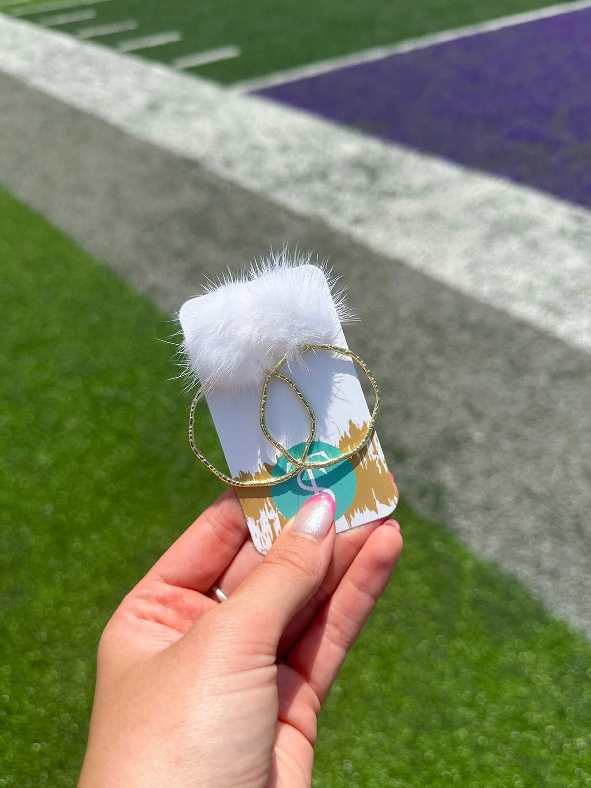 White Puff Dangles- Taylor Shaye
