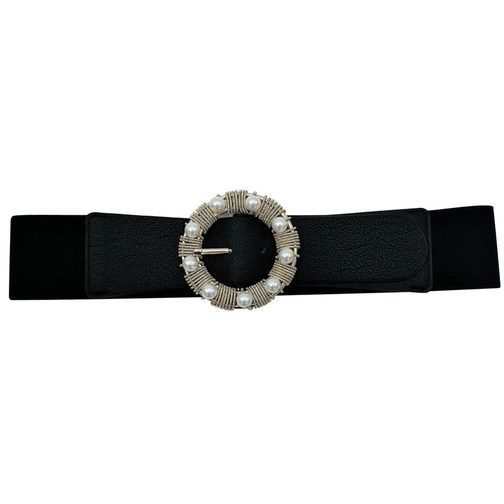 Elastic Braided Belt With Round Buckle