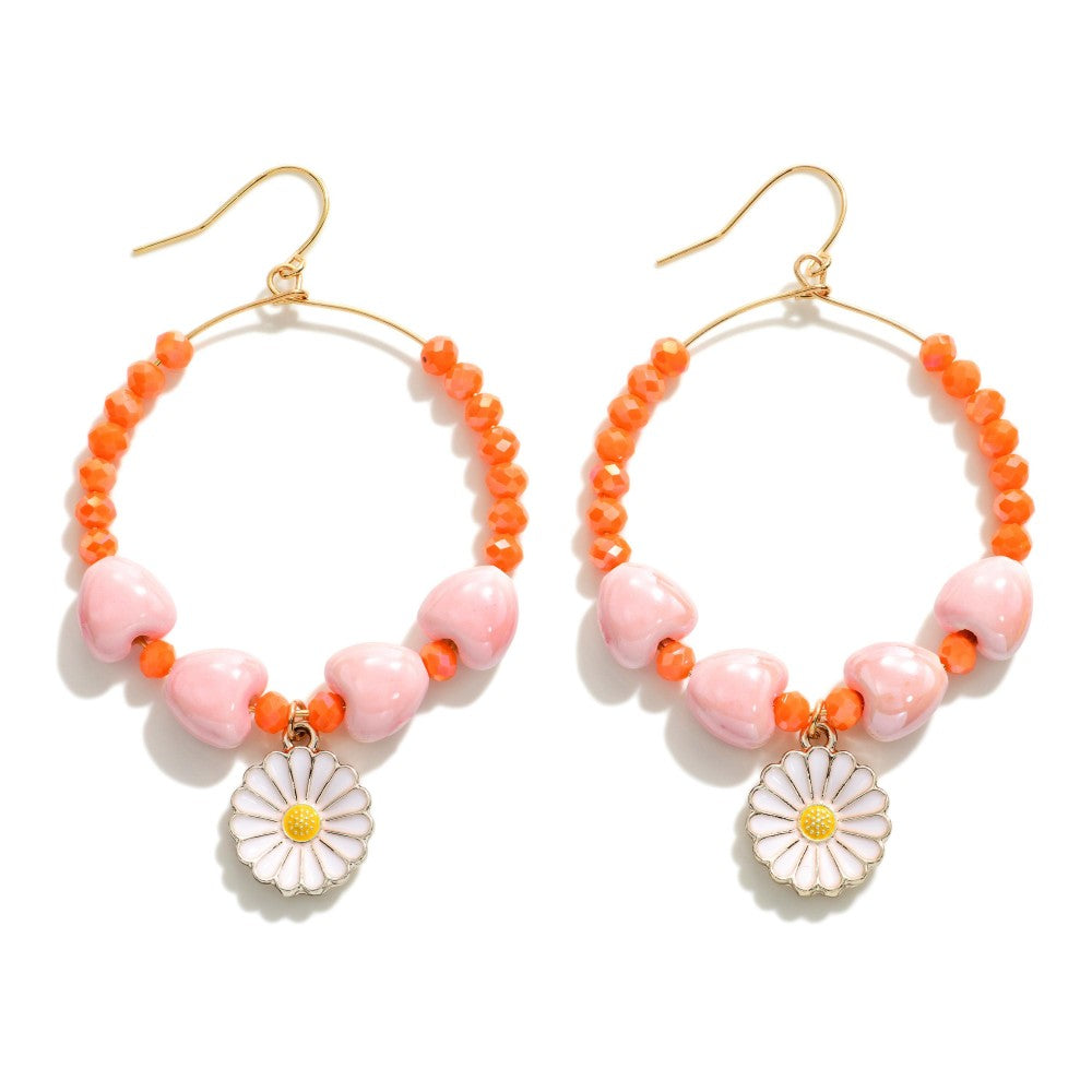 Daisy Beaded Hoops