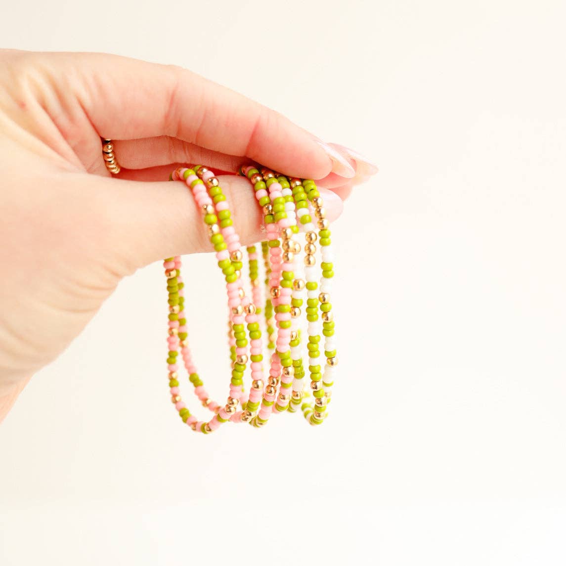 Lime and White Green Sprinkle Bracelet: Petite 6.25 inch
