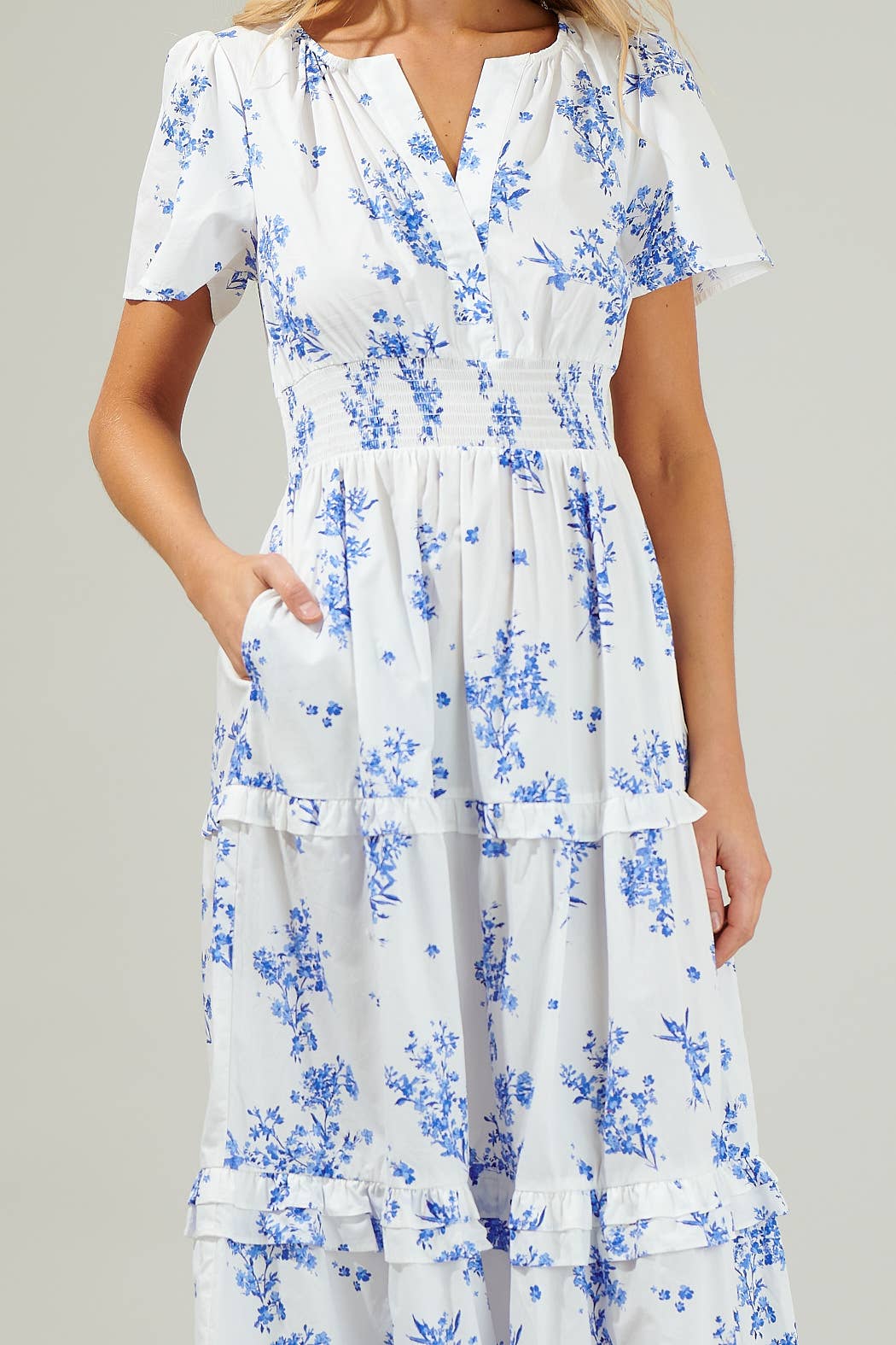 Sugarlips Bestia Floral Palmer Poplin Tiered Maxi Dress
