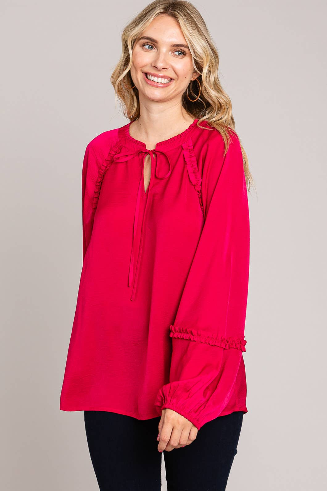 Henley Top in Pink