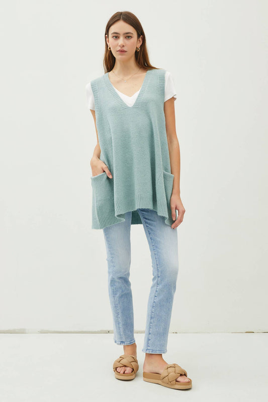 Elle Vest in Dusty Blue