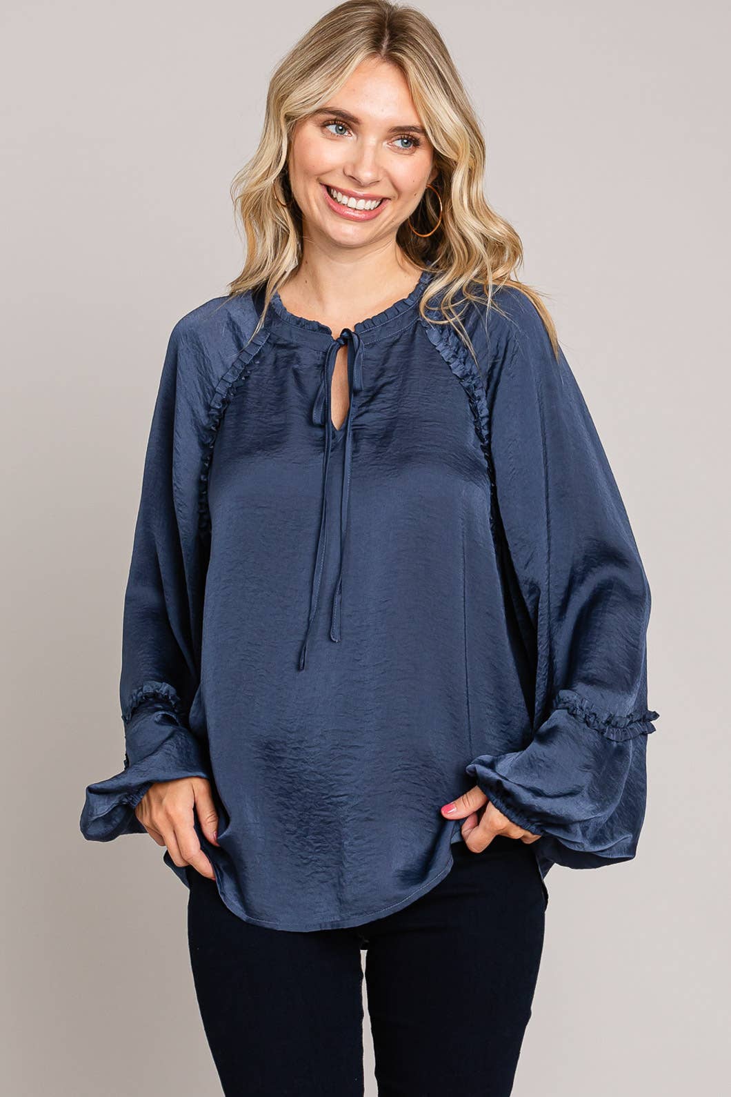 Henley Top in Blue