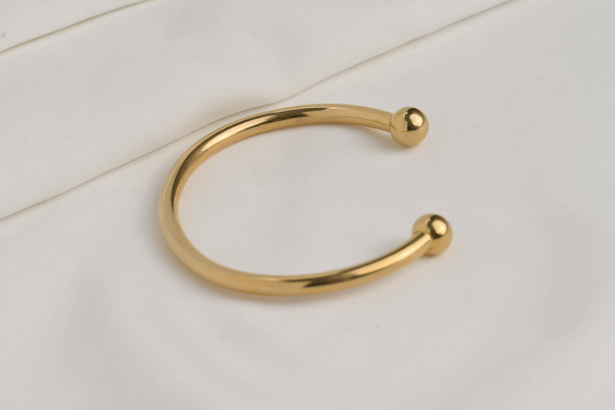 Tunnel Bangle Gold Cuff Bracelet - Waterproof Bold Cuffs -