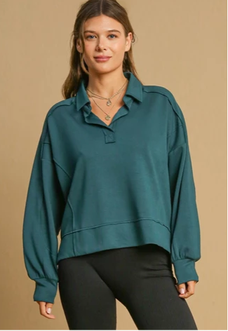 Umgee Luxeknit Sweatshirt in Seaweed