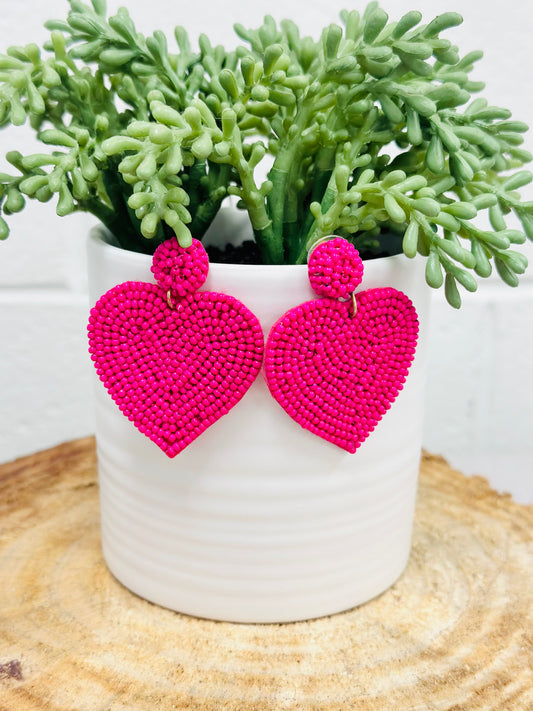 Hot Pink Heart Earrings