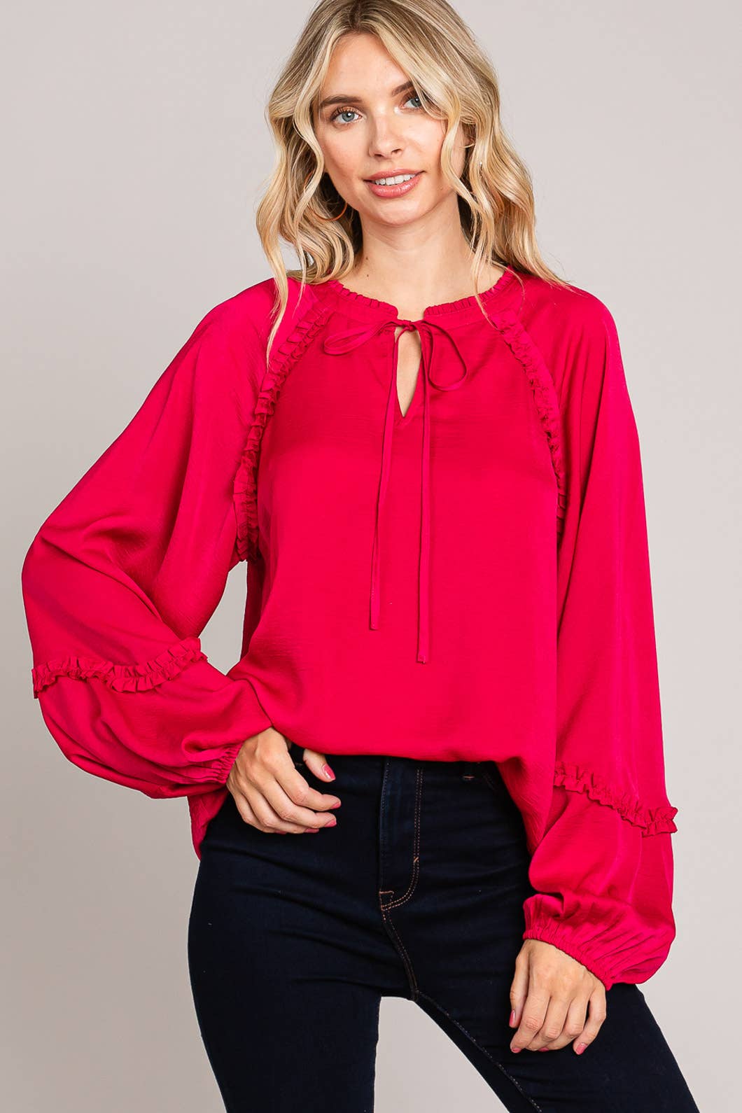 Henley Top in Pink