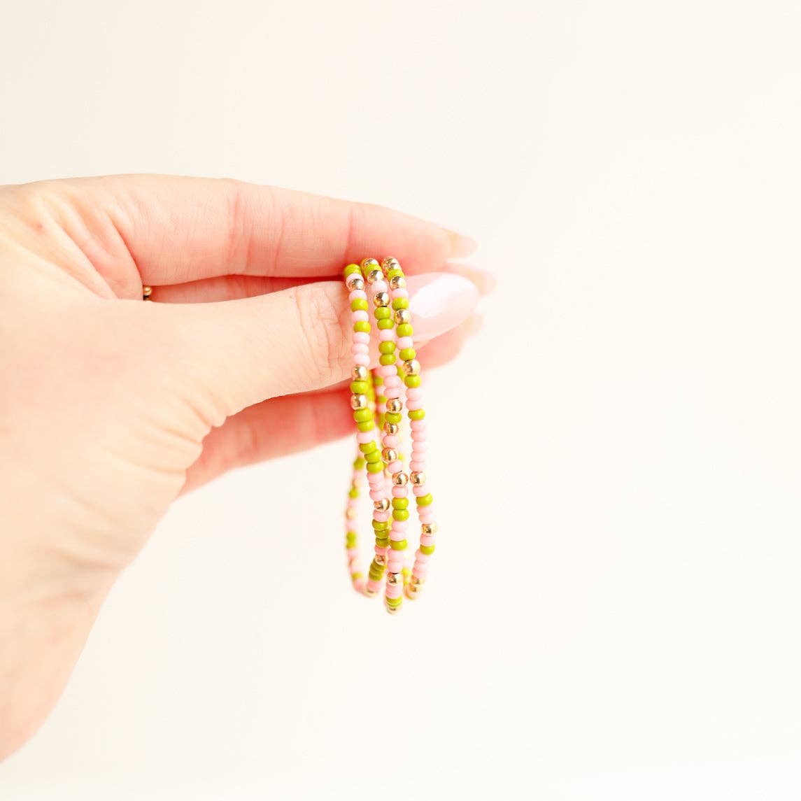 Pink and Lime Green Sprinkle Bracelet: Petite 6.25 inch