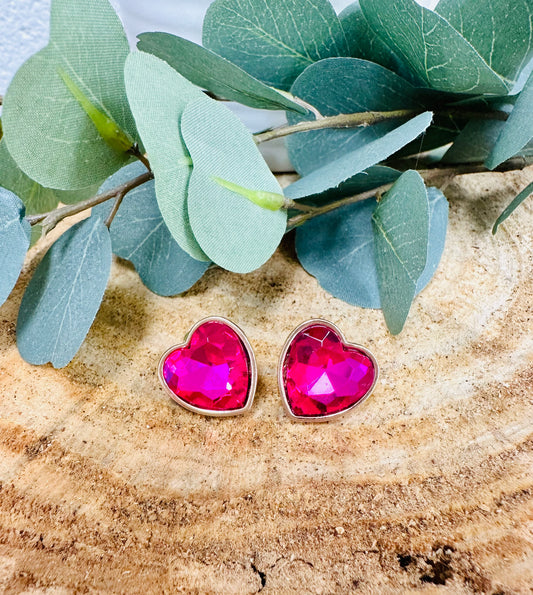 Heart Studs/Hot Pink