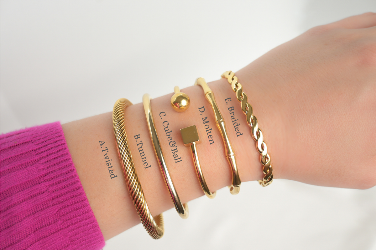 Molten Bangle Gold Cuff Bracelet - Waterproof Bold Cuffs -