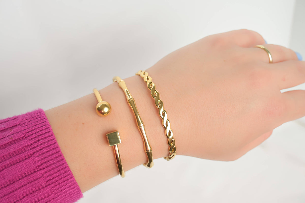 Molten Bangle Gold Cuff Bracelet - Waterproof Bold Cuffs -