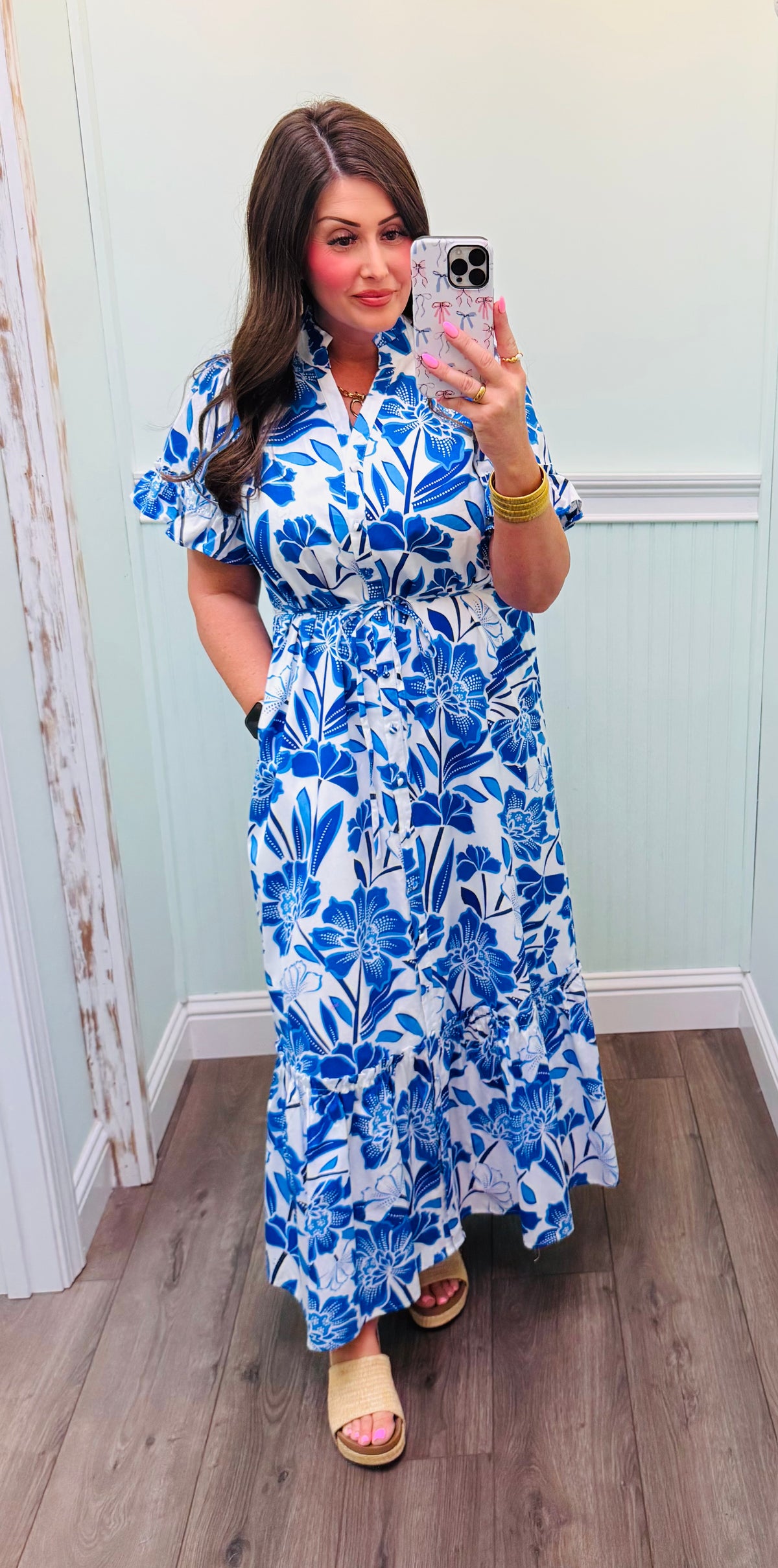 Maci Floral Alna Button Up Midi Dress