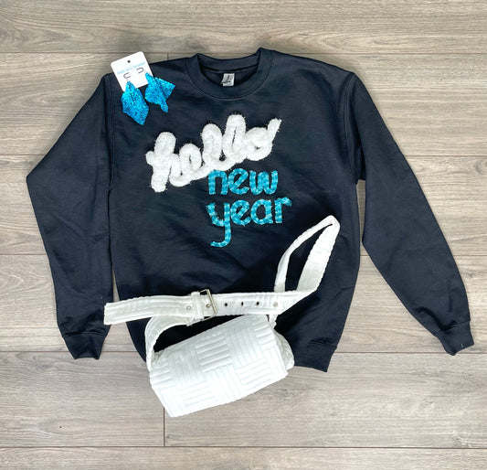 ‘Hello New Year’ Embroidered Sweatshirt