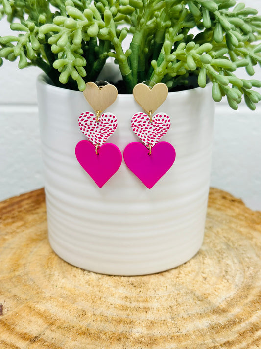 Make Me Blush Heart Dangles/Hot Pink