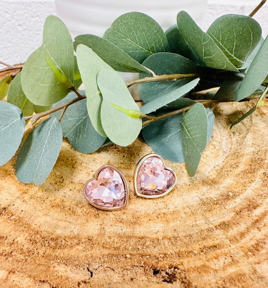 Heart Studs/Blush Pink