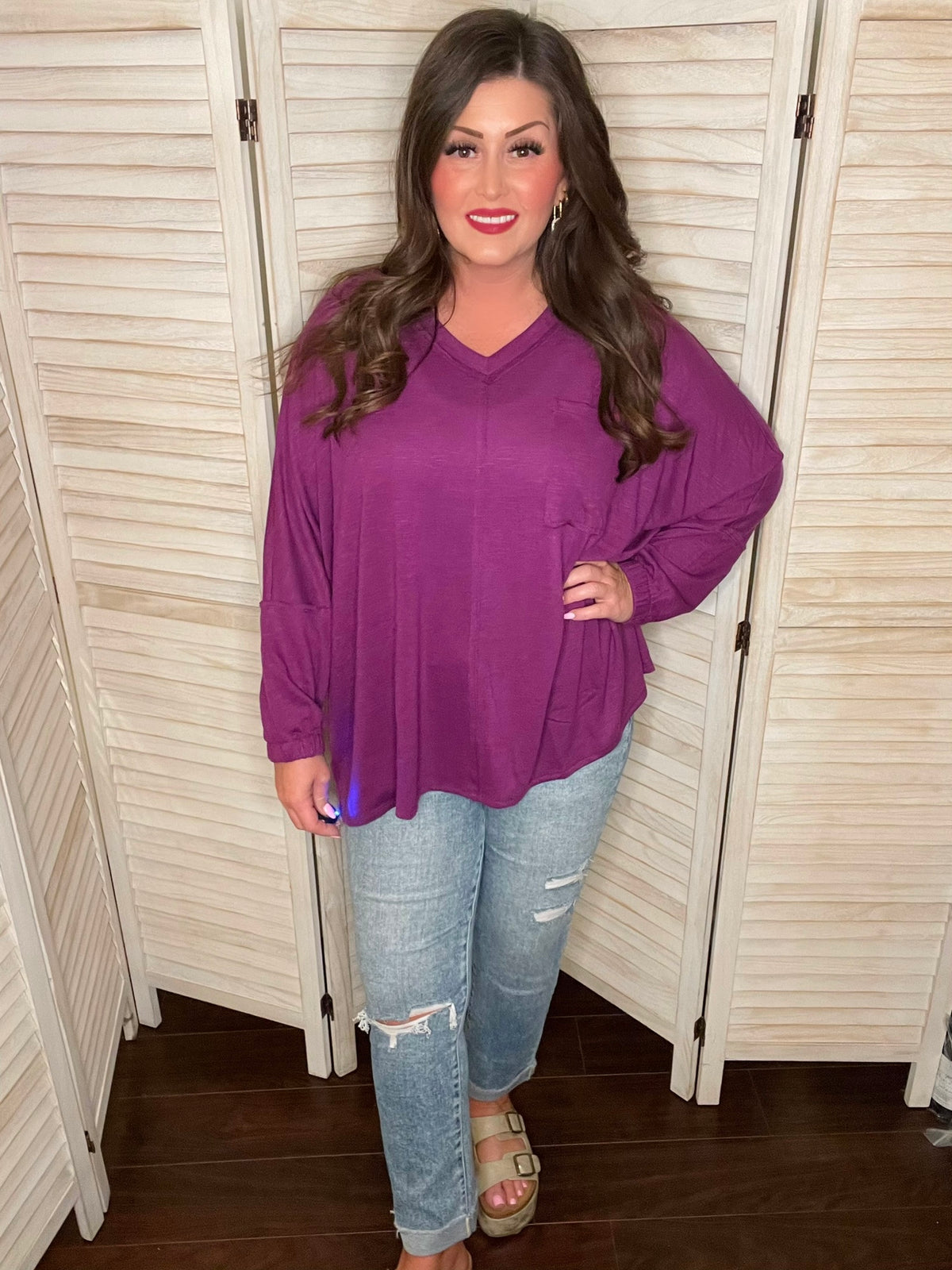Arizona Draped Top in Eggplant