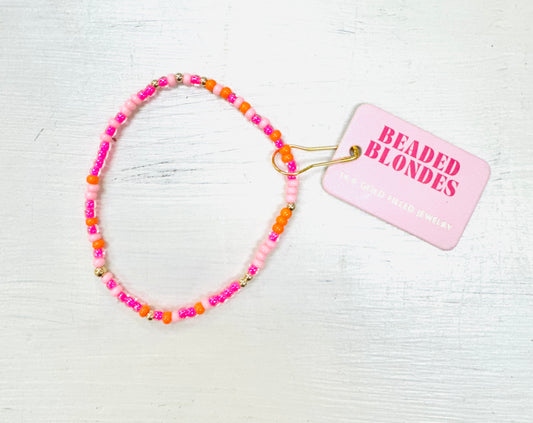 Pinks & Orange Sprinkle Bracelet: Standard 6.75 inch