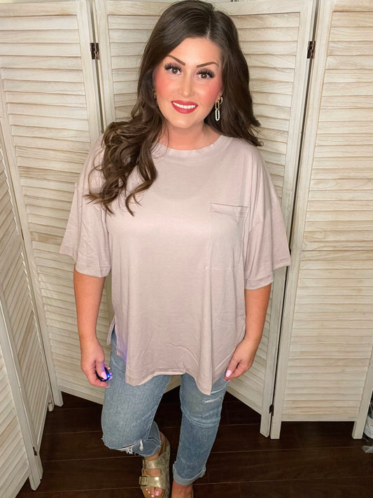 Reno Boyfriend Top in Pearl Grey