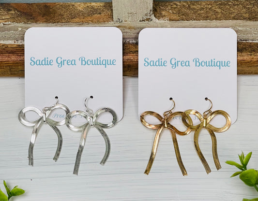 Herringbone Bow Dangles