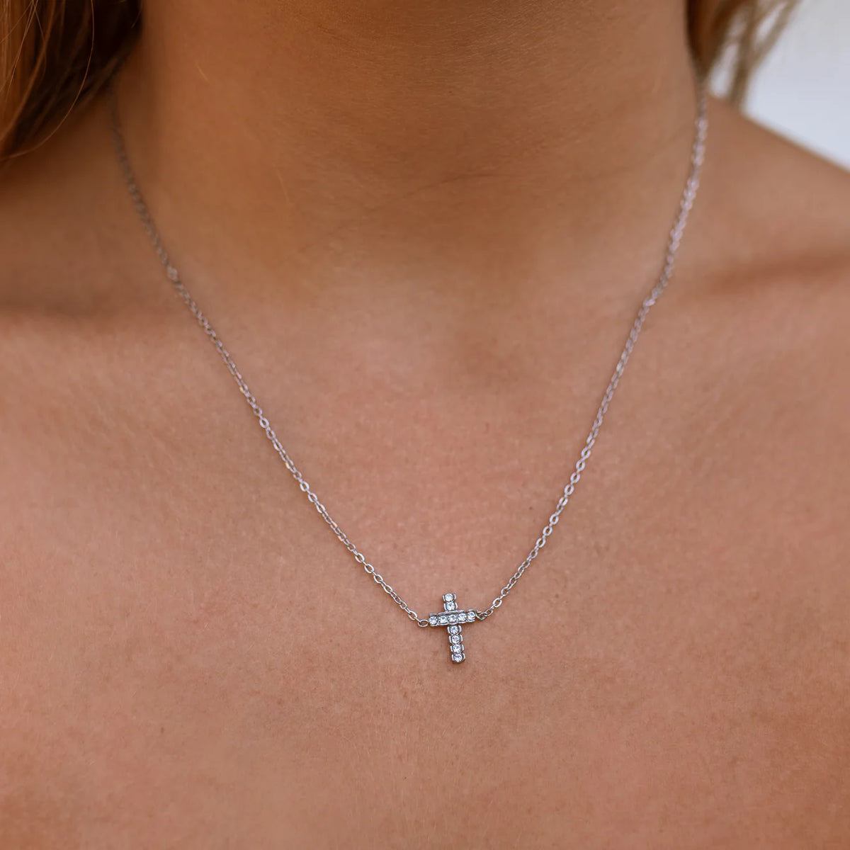 Boca Cross Necklace in Silver