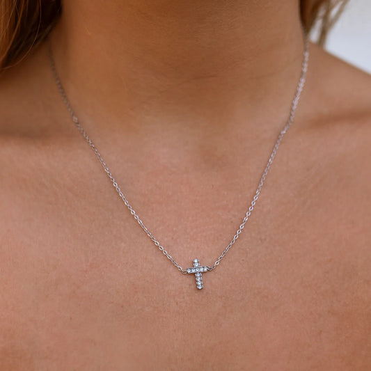 Boca Cross Necklace in Silver
