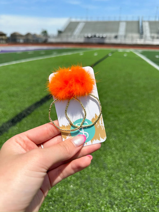 Orange Puff Dangles- Taylor Shaye