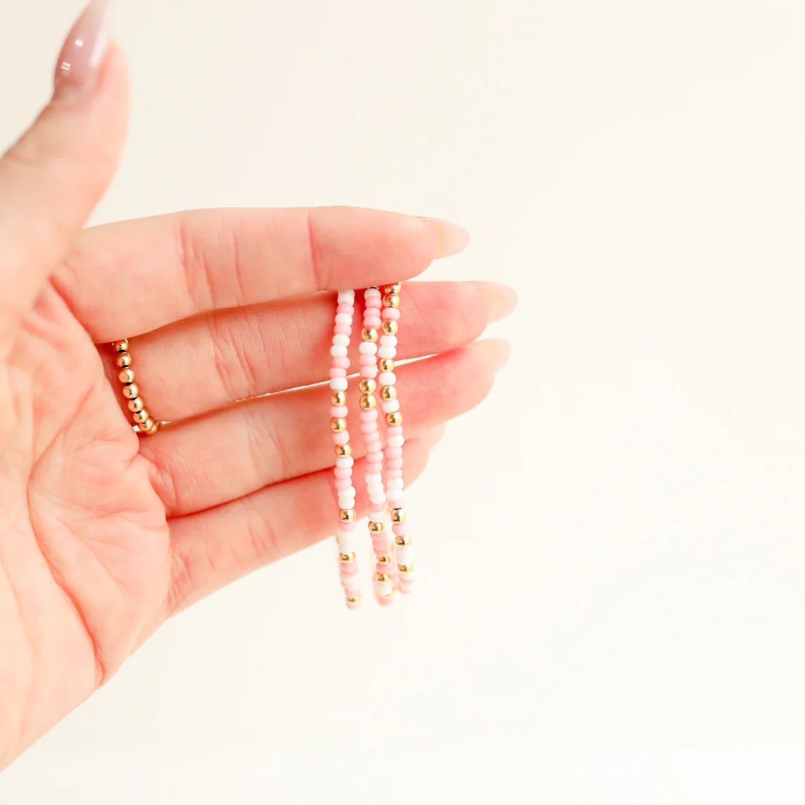 Pink and White Sprinkle Bracelet: Standard 6.75 inch
