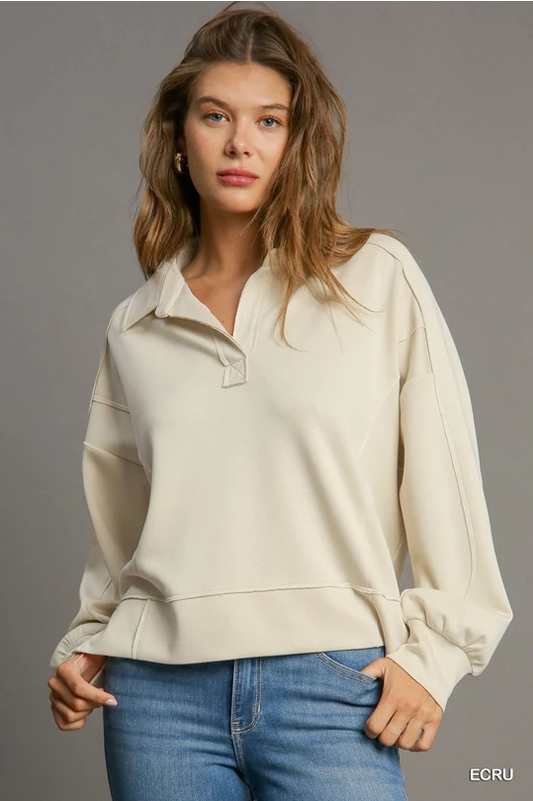 Umgee Luxeknit Sweatshirt in Ecru