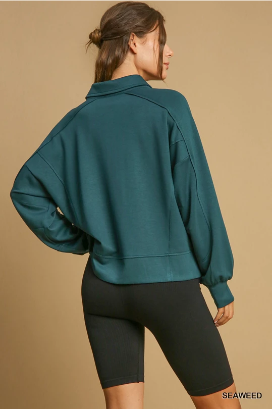 Umgee Luxeknit Sweatshirt in Seaweed