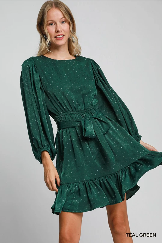 Melissa Rhinestone Satin Dress