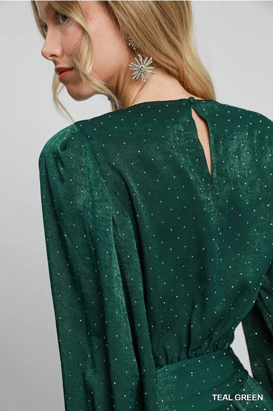 Melissa Rhinestone Satin Dress