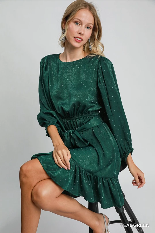 Melissa Rhinestone Satin Dress