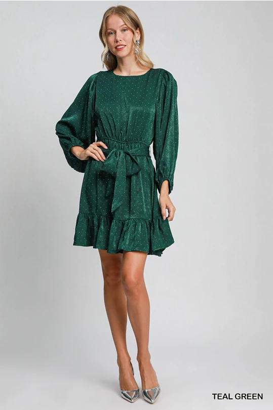 Melissa Rhinestone Satin Dress