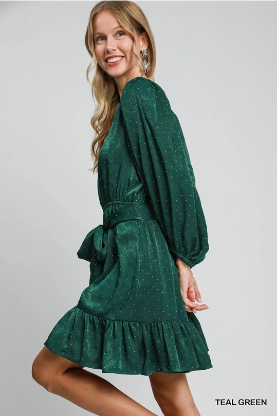 Melissa Rhinestone Satin Dress