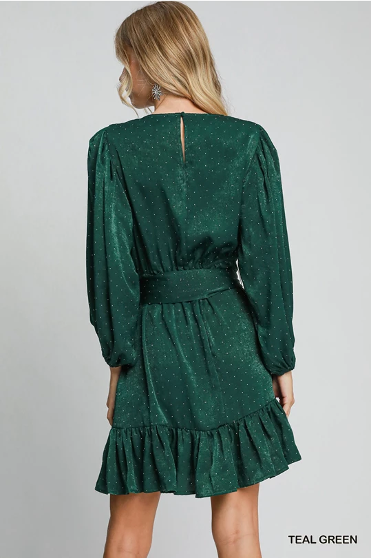 Melissa Rhinestone Satin Dress