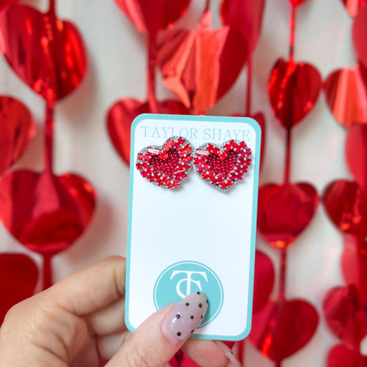 Beaded Heart Studs - Taylor Shaye