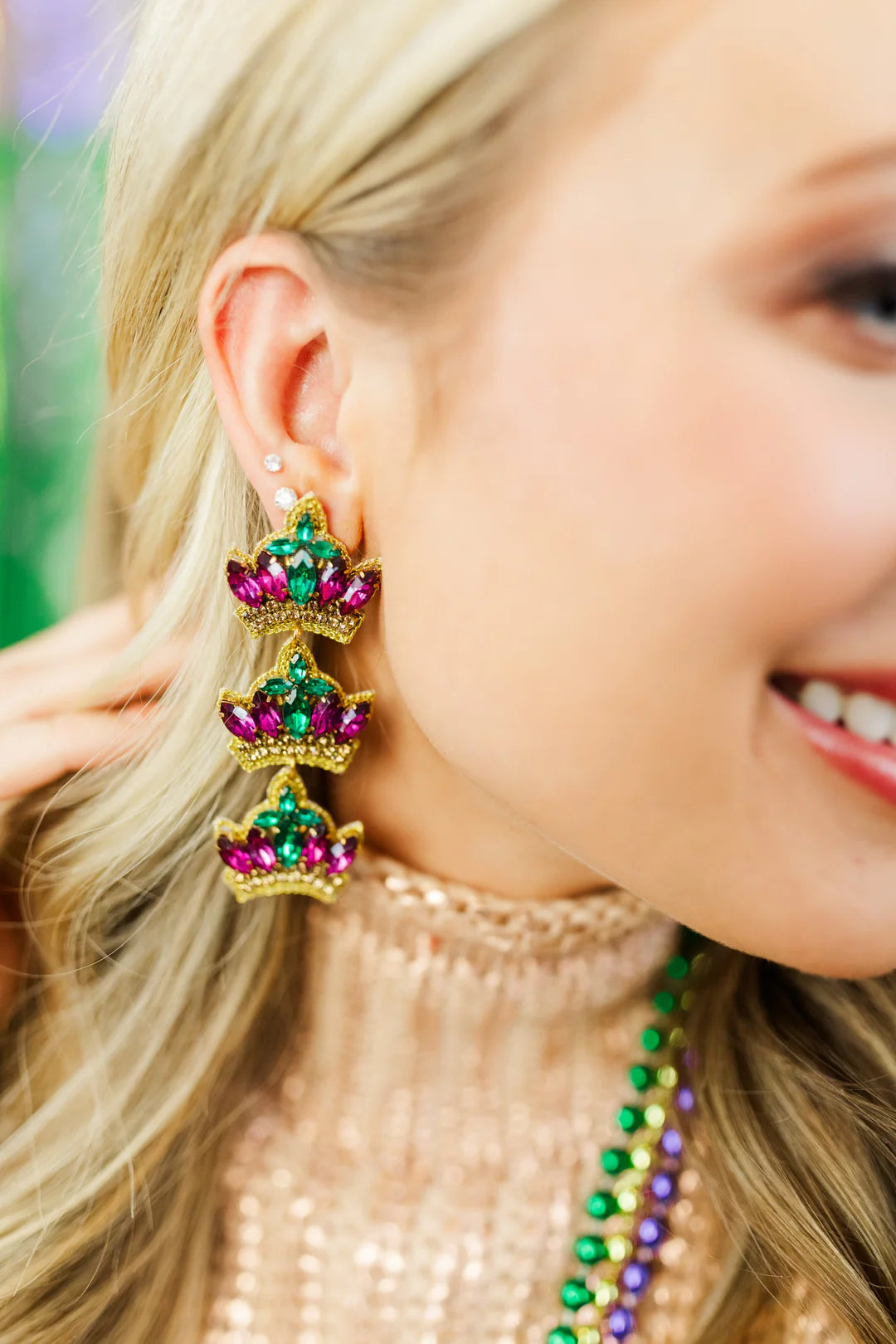 Beaded Triple Crown Drops - Taylor Shaye
