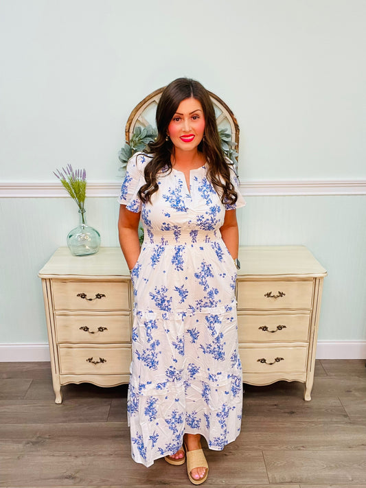 Sugarlips Bestia Floral Palmer Poplin Tiered Maxi Dress