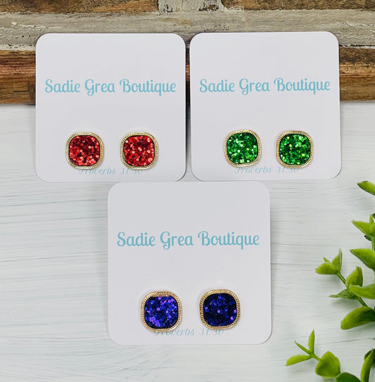 Glitter Stud Earrings