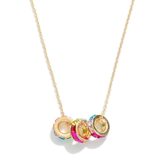 Trio Ring Charm Necklace in Goldtone