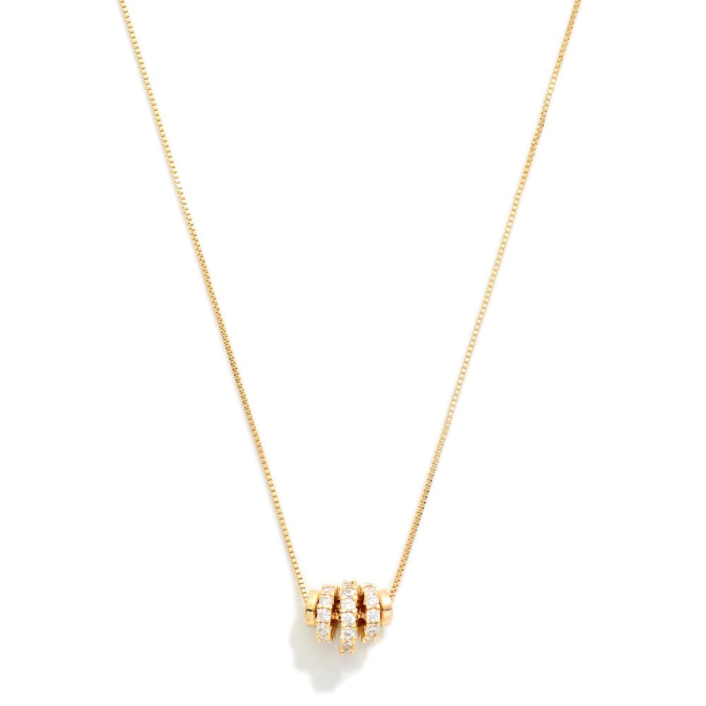 Dainty Cog Bead Pendant in Goldtone